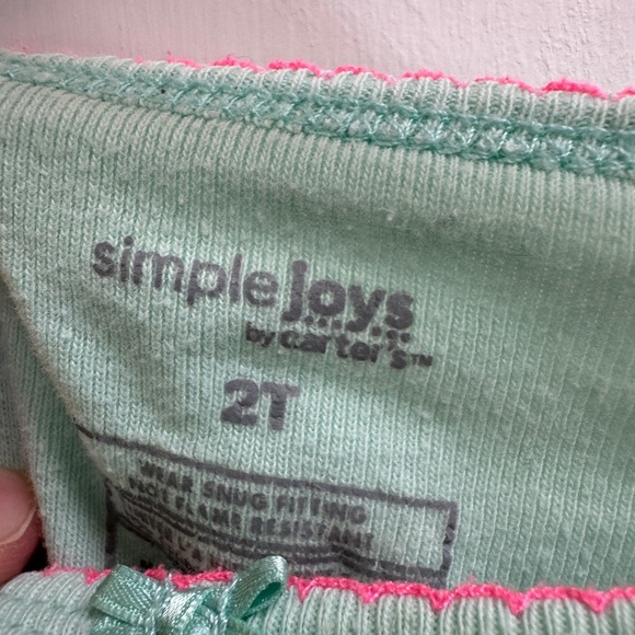 Carter’s 2T Green Girls Bulldog I’m Just Closing My Eyes Long Sleeve Pajama Top - Picture 5 of 5